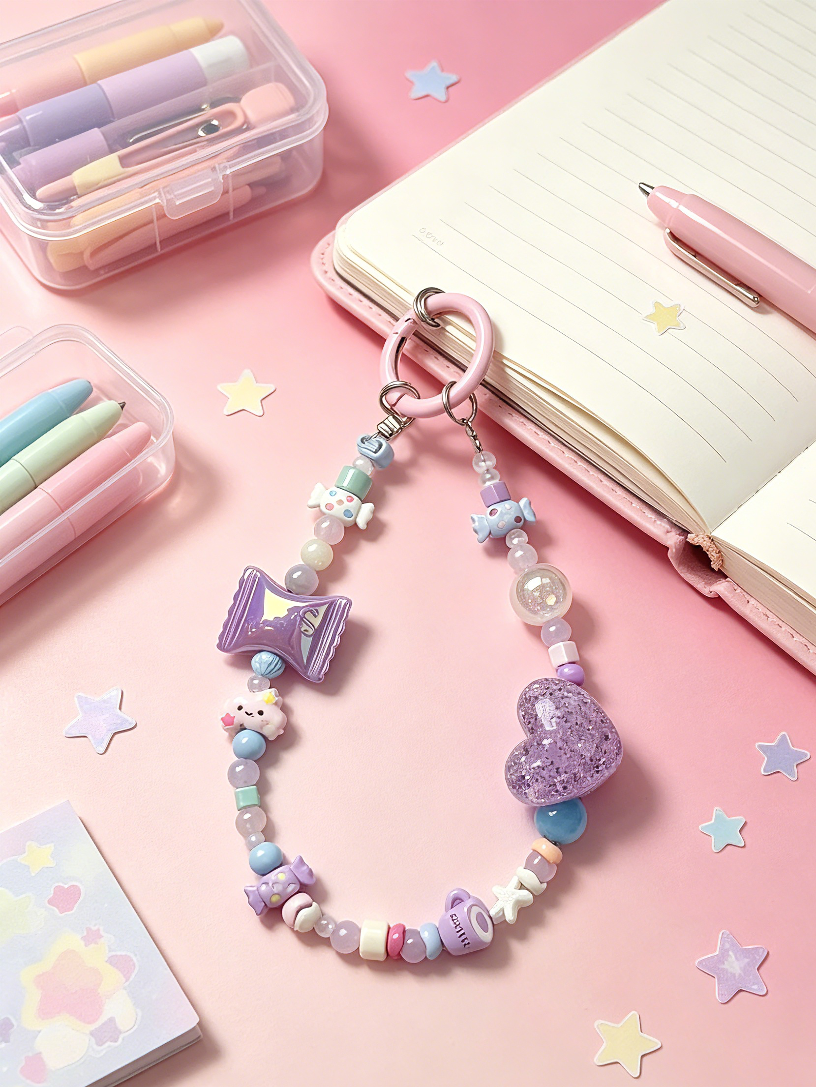 Candy Pastel Phone Wristlet - Kawaii Beaded Phone Chain