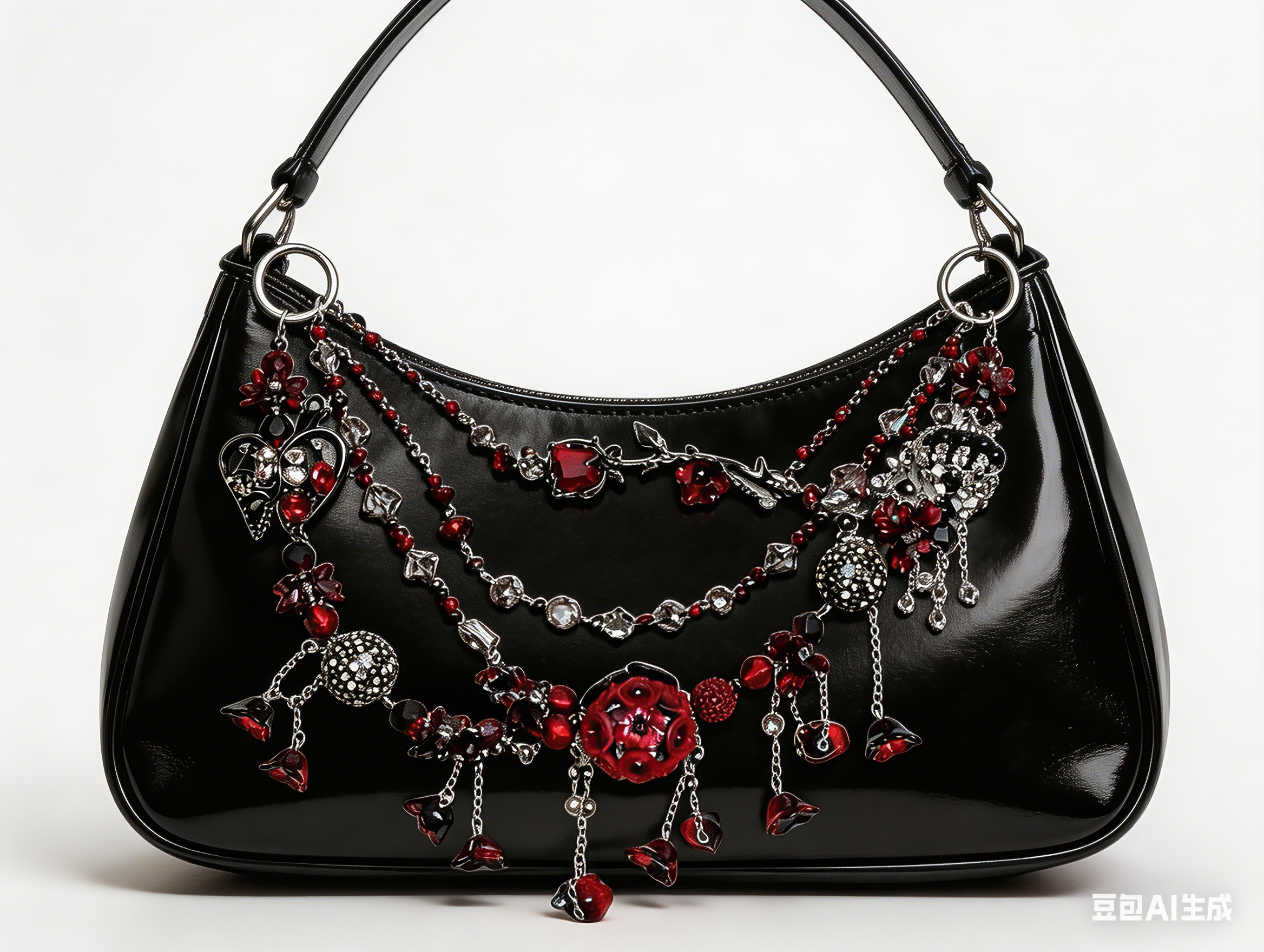 Gothic Black Red Multi-layer Bag Charm, Handmade Y2K Dark Aesthetic Accessory, Customizable Bag/Key/Phone Charm