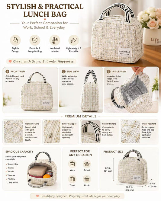 STYLISH & PRACTICALLUNCH BAG Your Perfect Companion for Work, School & Everyday
