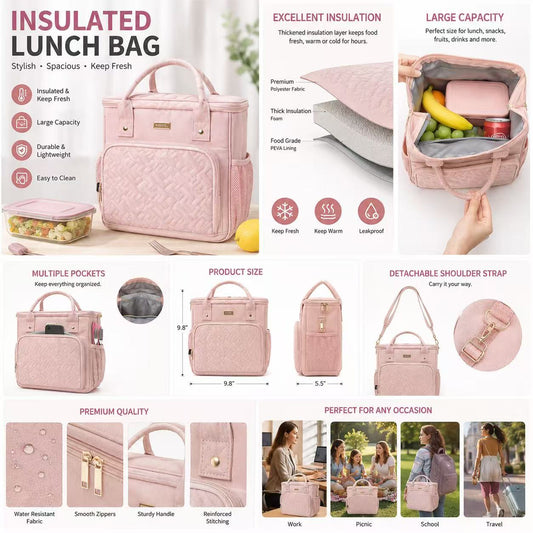 INSULATEDLUNCH BAG Stylish · Spacious · Keep Fresh
