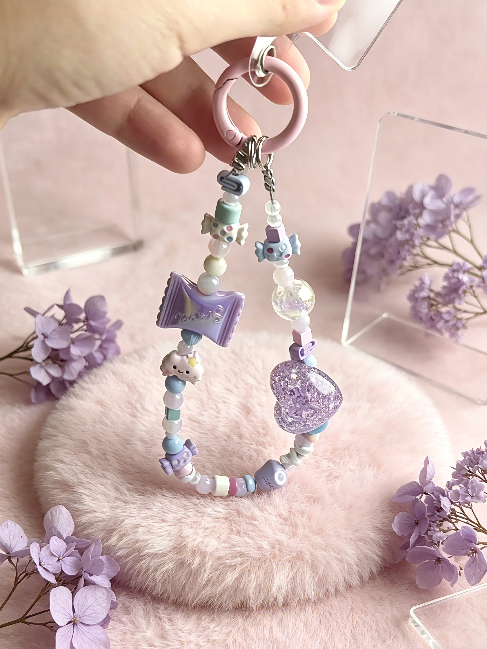 Candy Pastel Phone Wristlet - Kawaii Beaded Phone Chain