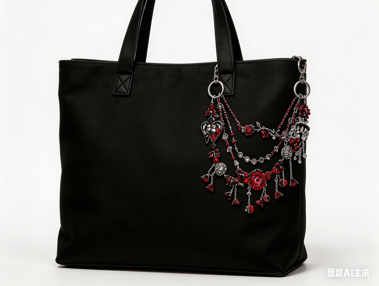 Gothic Black Red Multi-layer Bag Charm, Handmade Y2K Dark Aesthetic Accessory, Customizable Bag/Key/Phone Charm