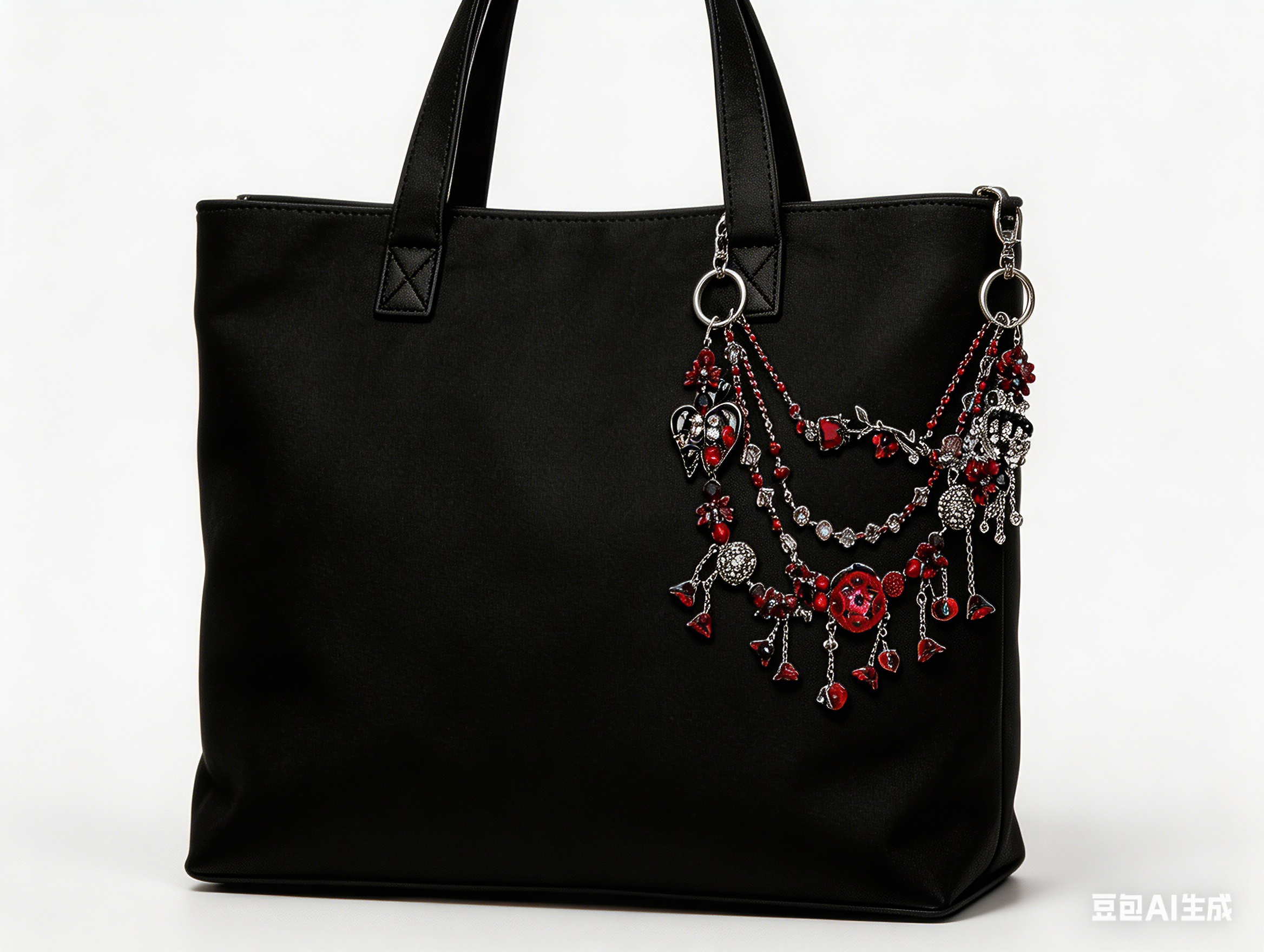 Gothic Black Red Multi-layer Bag Charm, Handmade Y2K Dark Aesthetic Accessory, Customizable Bag/Key/Phone Charm