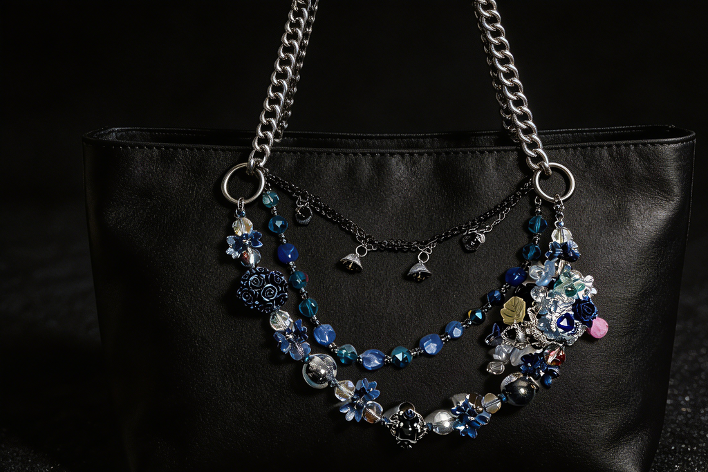 Gothic Blue Multi-layer Bag Charm, Handmade Y2K Dark Aesthetic Accessory, Customizable Bag/Key/Phone Charm