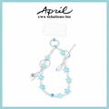 Ice Blue Star Beaded Phone Lanyard, Resin Pearl Crossbody Phone Strap, Customizable Cute Summer Accessory
