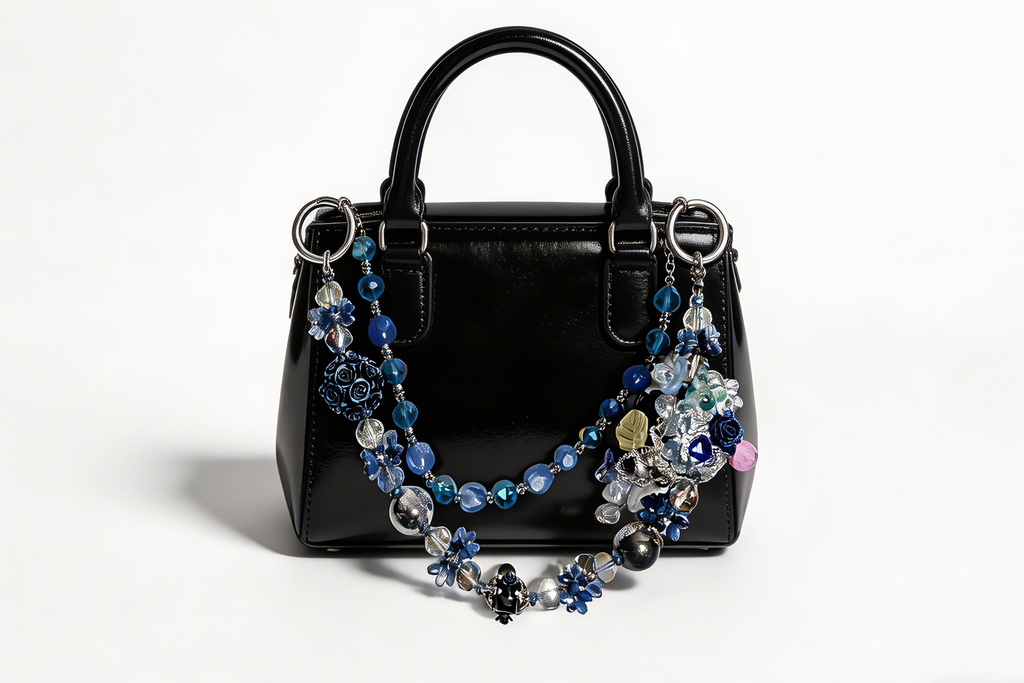 Gothic Blue Multi-layer Bag Charm, Handmade Y2K Dark Aesthetic Accessory, Customizable Bag/Key/Phone Charm