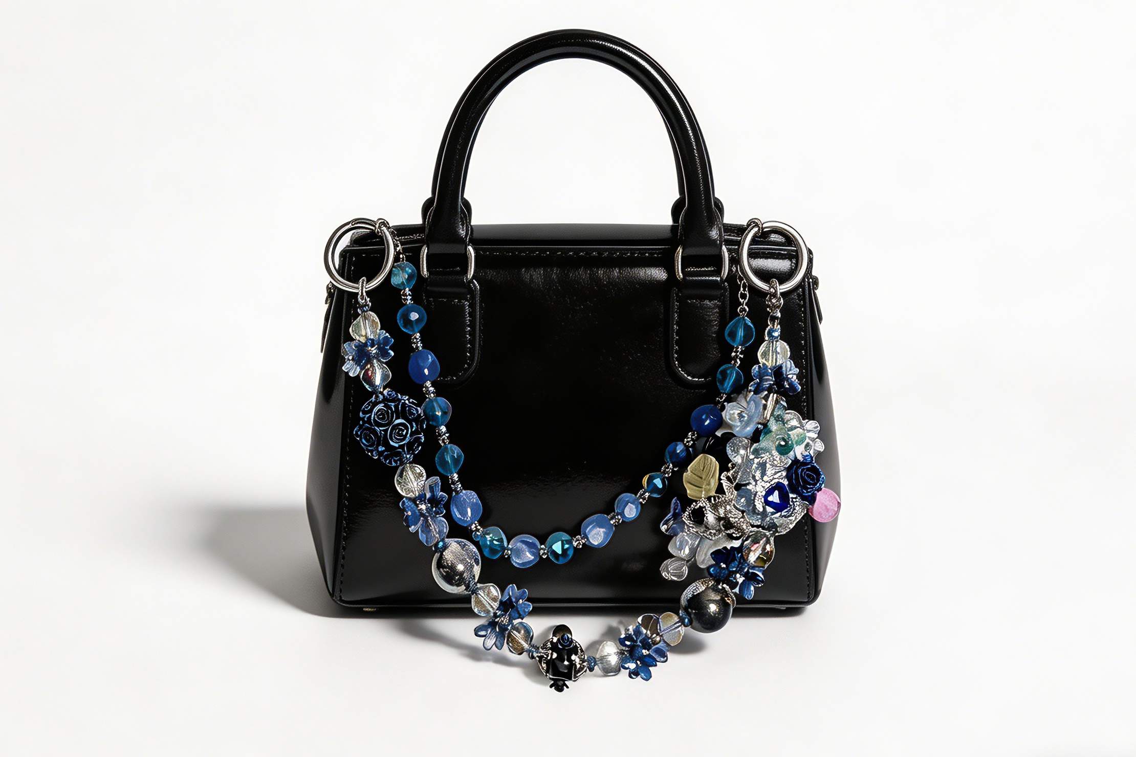 Gothic Blue Multi-layer Bag Charm, Handmade Y2K Dark Aesthetic Accessory, Customizable Bag/Key/Phone Charm