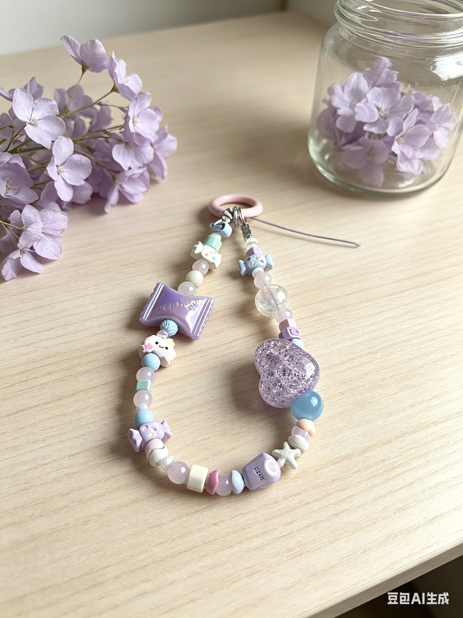 Candy Pastel Phone Wristlet - Kawaii Beaded Phone Chain