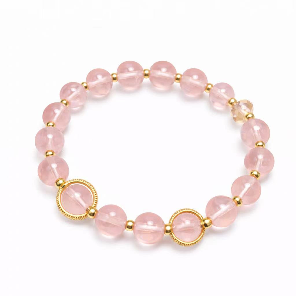Clear Pink Dreamcatcher Beaded Bracelet for Women, Transparent Resin Bead Stackable Bracelet, Customizable Boho Jewelry Gift