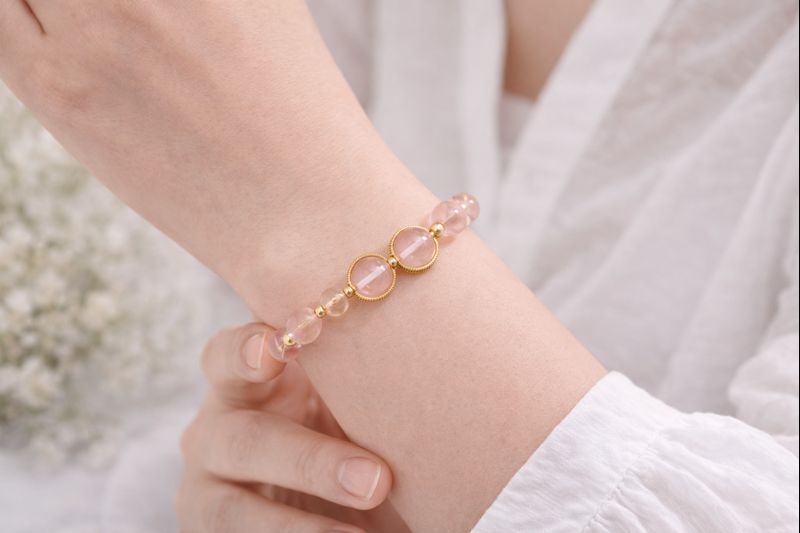 Clear Pink Dreamcatcher Beaded Bracelet for Women, Transparent Resin Bead Stackable Bracelet, Customizable Boho Jewelry Gift