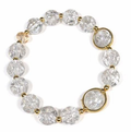 Clear Crackle Beaded Bracelet with Gold Frame, Transparent Resin Stackable Bracelet, Customizable Elegant Jewelry Gift