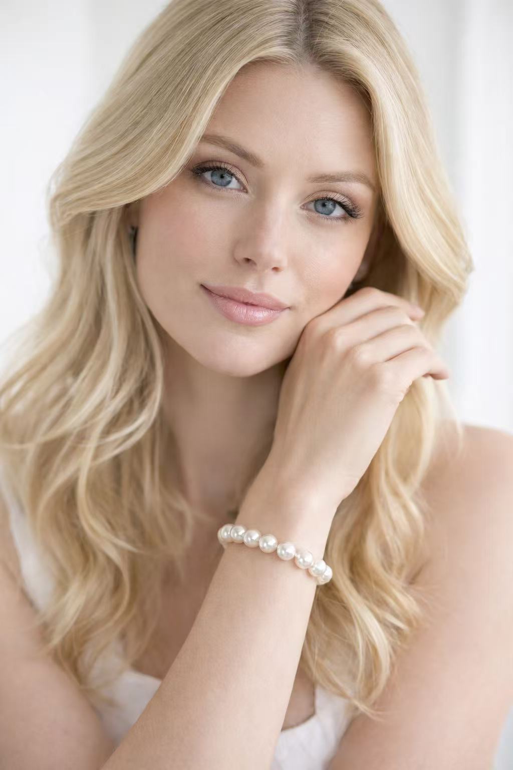 Faux Pearl Beaded Bracelet for Women, Resin Pearl Stackable Bracelet, Customizable Elegant Jewelry Gift