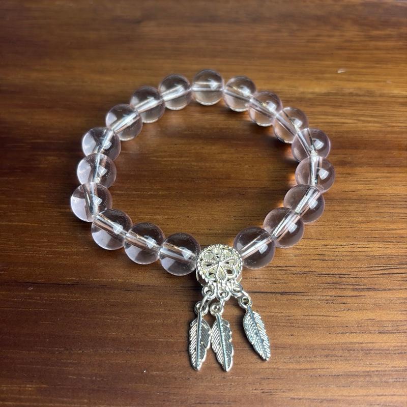 Customizable Dreamcatcher Clear Crystal Beaded Bracelet - Boho Aesthetic Stacking Bracelet