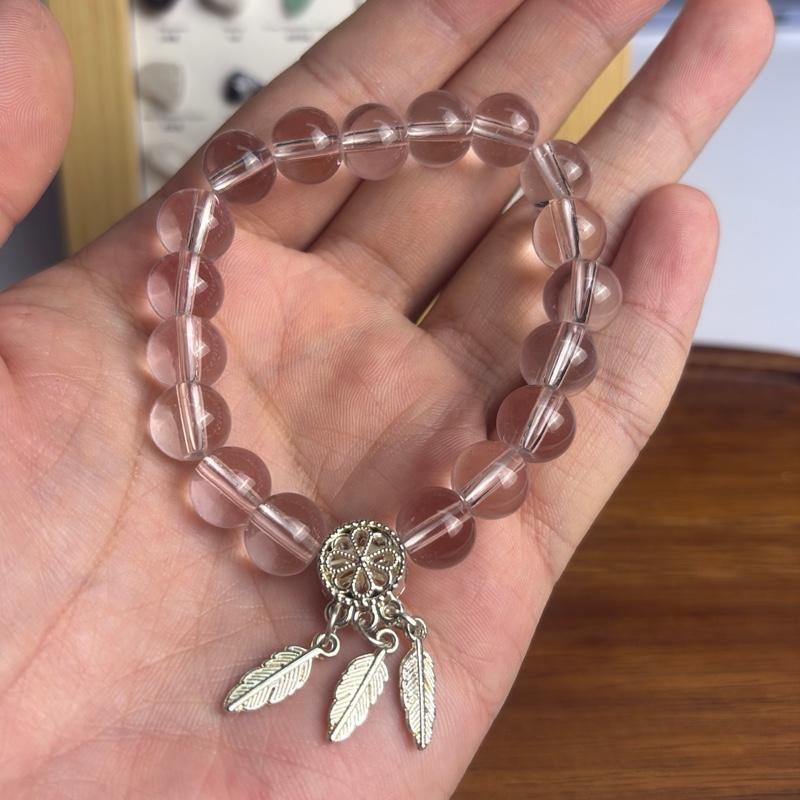 Customizable Dreamcatcher Clear Crystal Beaded Bracelet - Boho Aesthetic Stacking Bracelet