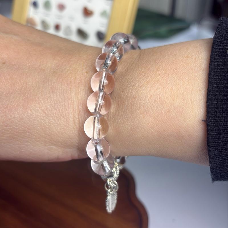 Customizable Dreamcatcher Clear Crystal Beaded Bracelet - Boho Aesthetic Stacking Bracelet