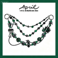 Gothic Dark Green Multi-layer Bag Charm, Handmade Y2K Dark Academia Accessory, Customizable Bag/Key/Phone Charm