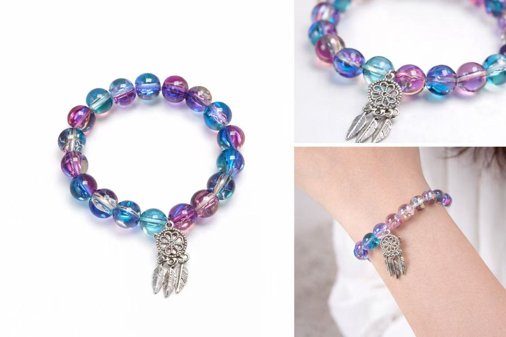 Dreamcatcher Beaded Bracelet for Women, Colorful Glass Bead Stackable Bracelet, Handmade Personalized Custom Jewelry Gift