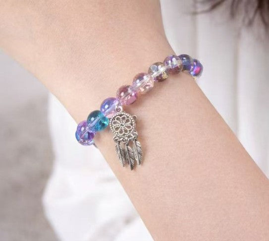 Dreamcatcher Beaded Bracelet for Women, Colorful Glass Bead Stackable Bracelet, Handmade Personalized Custom Jewelry Gift
