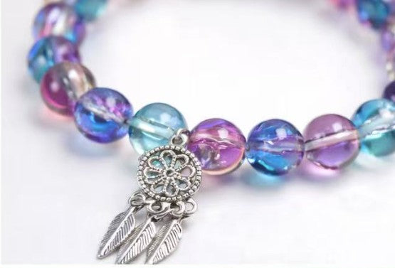 Dreamcatcher Beaded Bracelet for Women, Colorful Glass Bead Stackable Bracelet, Handmade Personalized Custom Jewelry Gift