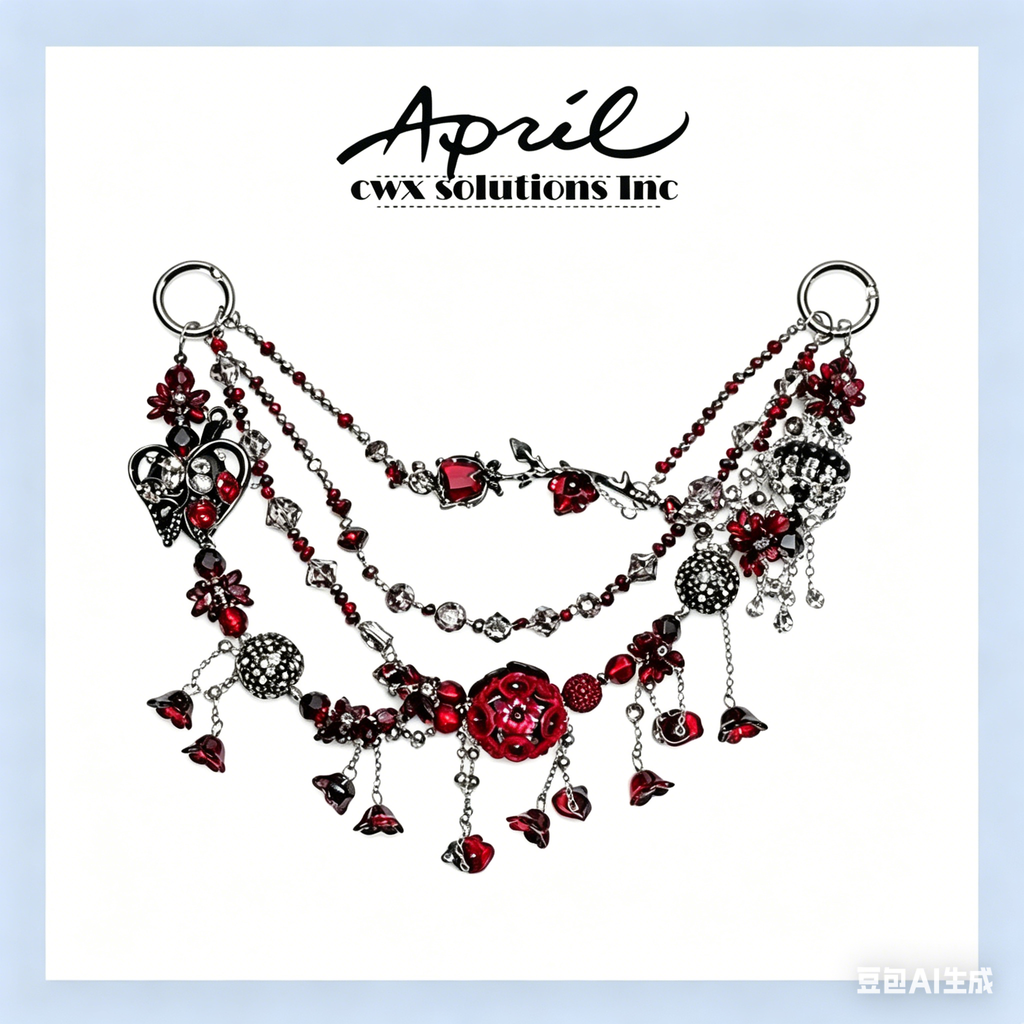 Gothic Black Red Multi-layer Bag Charm, Handmade Y2K Dark Aesthetic Accessory, Customizable Bag/Key/Phone Charm