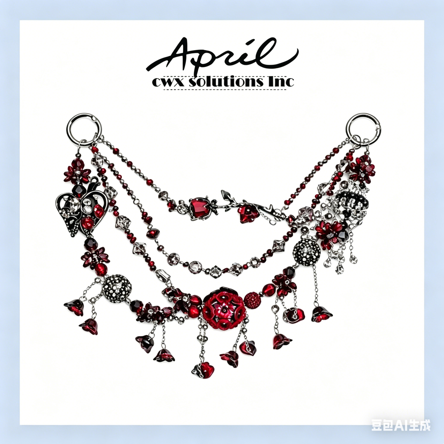 Gothic Black Red Multi-layer Bag Charm, Handmade Y2K Dark Aesthetic Accessory, Customizable Bag/Key/Phone Charm