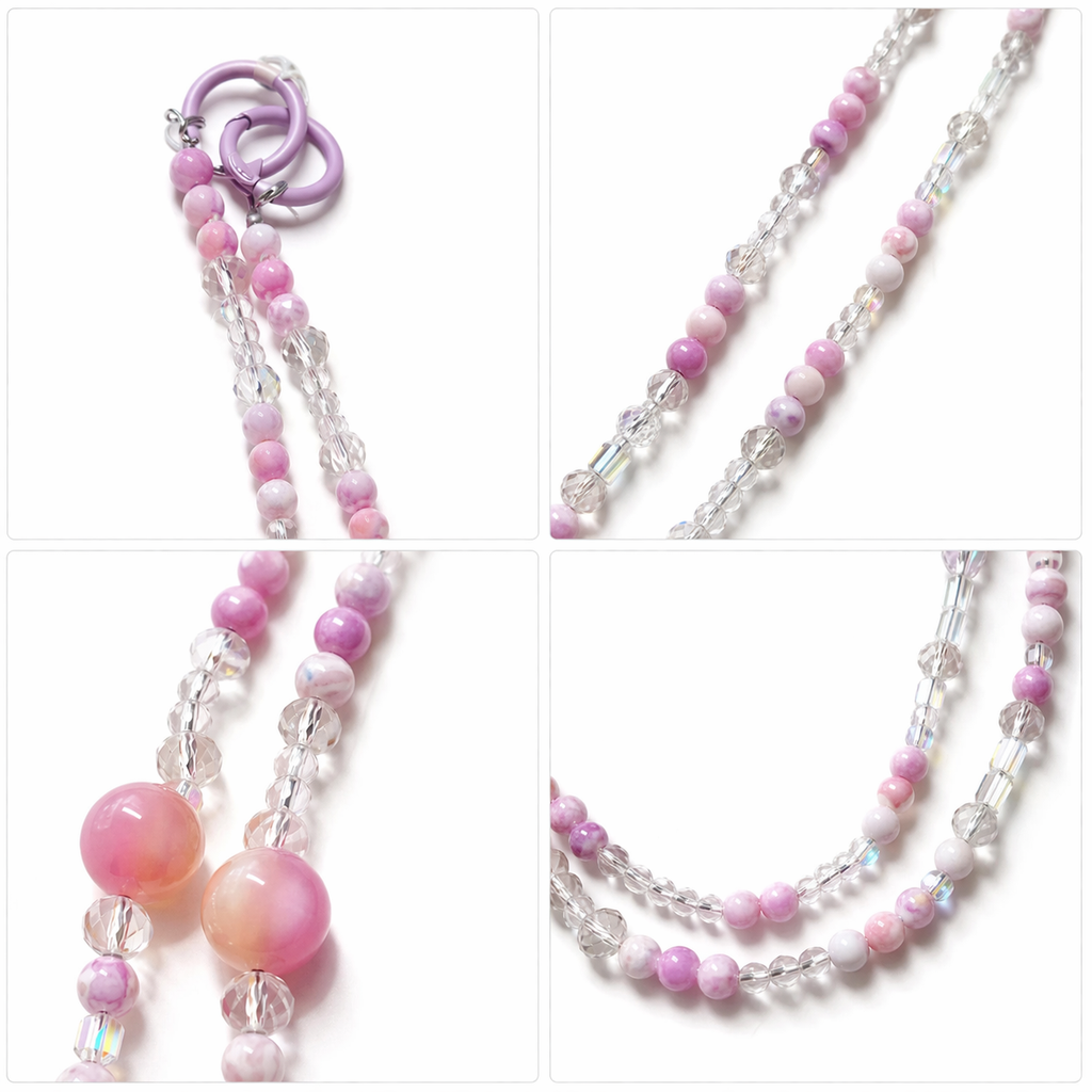 Handmade Multi-layer Beaded Phone/Bag Charm, Y2K Kawaii Coquette Accessory (3 Color Options)