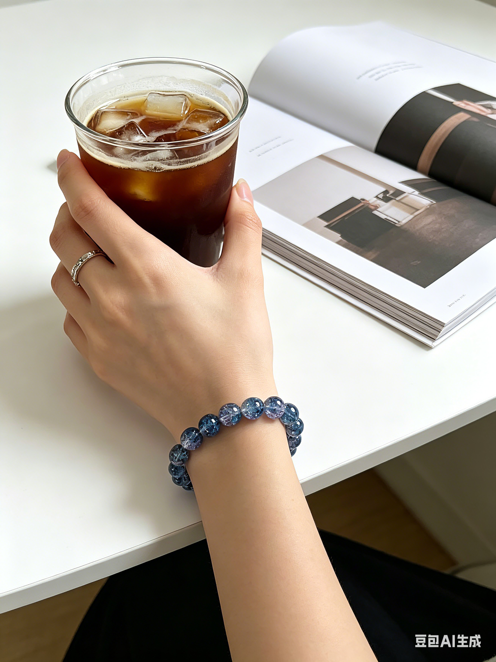 Customizable Iridescent Blue Purple Crackle Crystal Beaded Bracelet - Y2K Aesthetic Stacking Bracelet