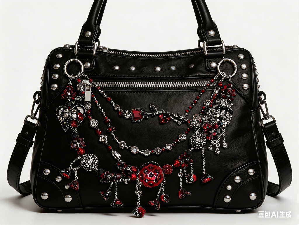 Gothic Black Red Multi-layer Bag Charm, Handmade Y2K Dark Aesthetic Accessory, Customizable Bag/Key/Phone Charm