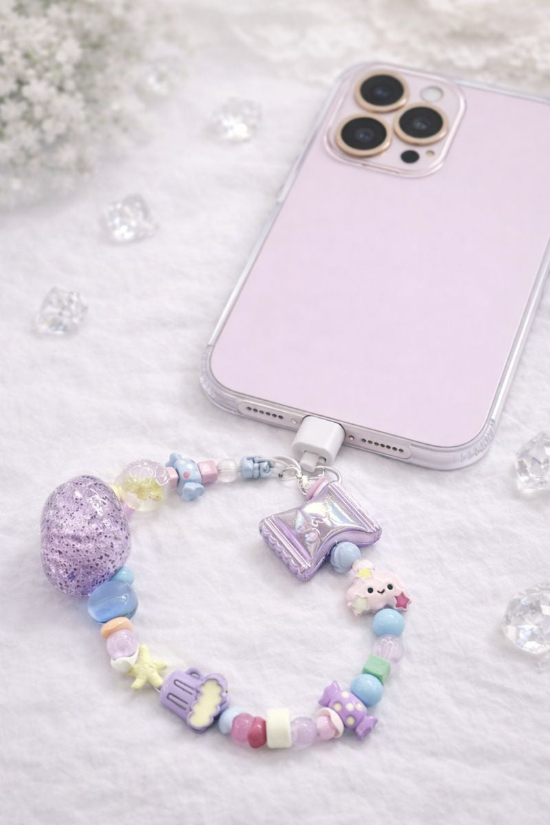 Candy Pastel Phone Wristlet - Kawaii Beaded Phone Chain