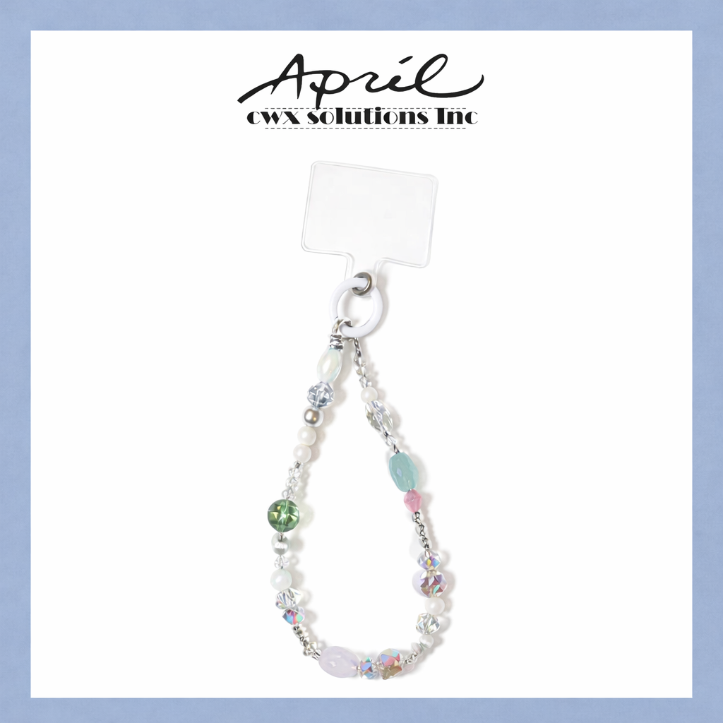 Beaded Phone Charm Strap - Resin & Glass Crystal Universal Phone Lanyard with glasses crystal Clasp