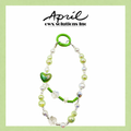 Green Heart Aesthetic Phone Wristlet - Fresh Coquette Beaded Phone Chain
