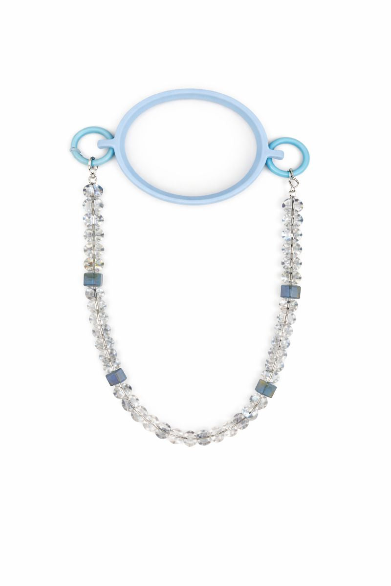 Customizable Ice Blue Crystal Phone Wristlet - Personalized Faceted Beaded Phone Chain